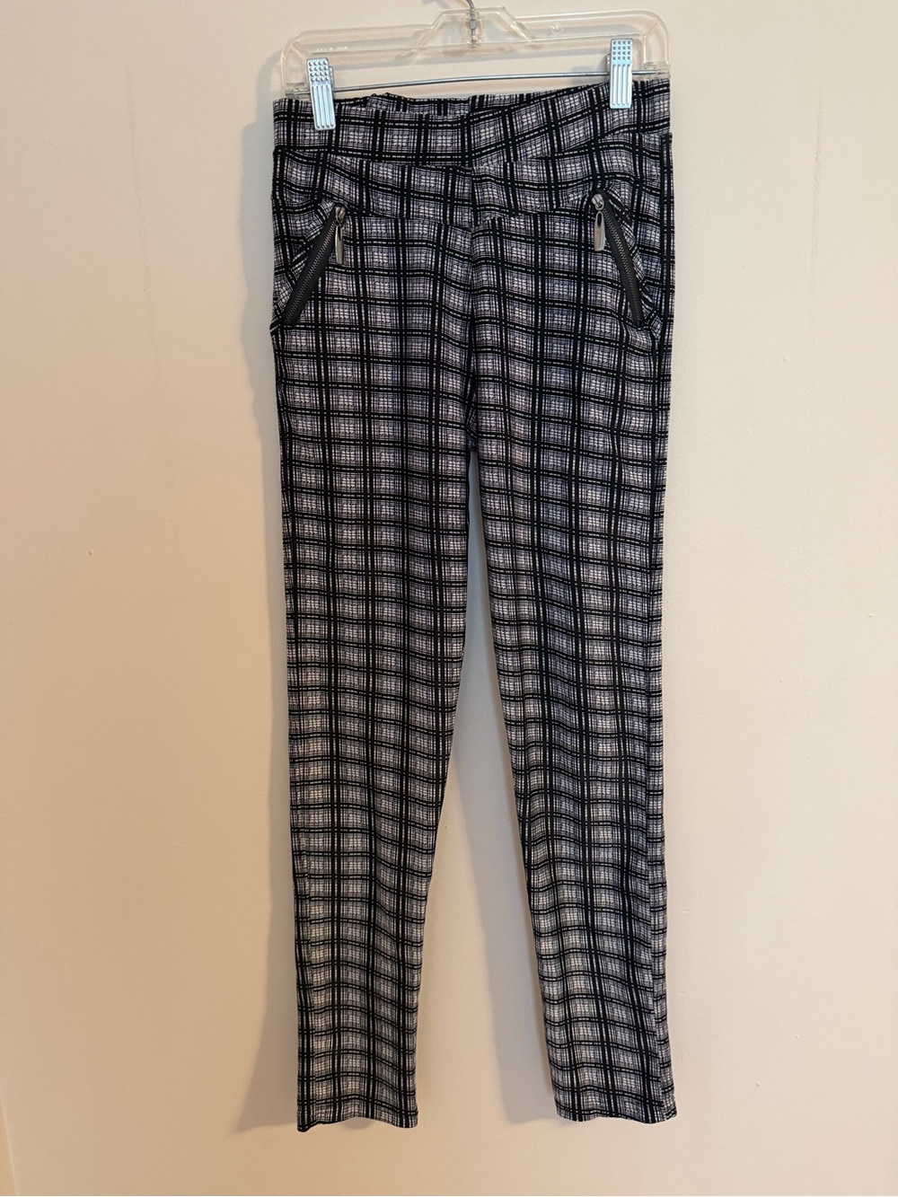 Plaid Slim Fit Women's Pants - Black & White